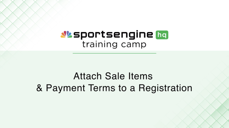 Attach Sale Items and Payment Terms to a Registration